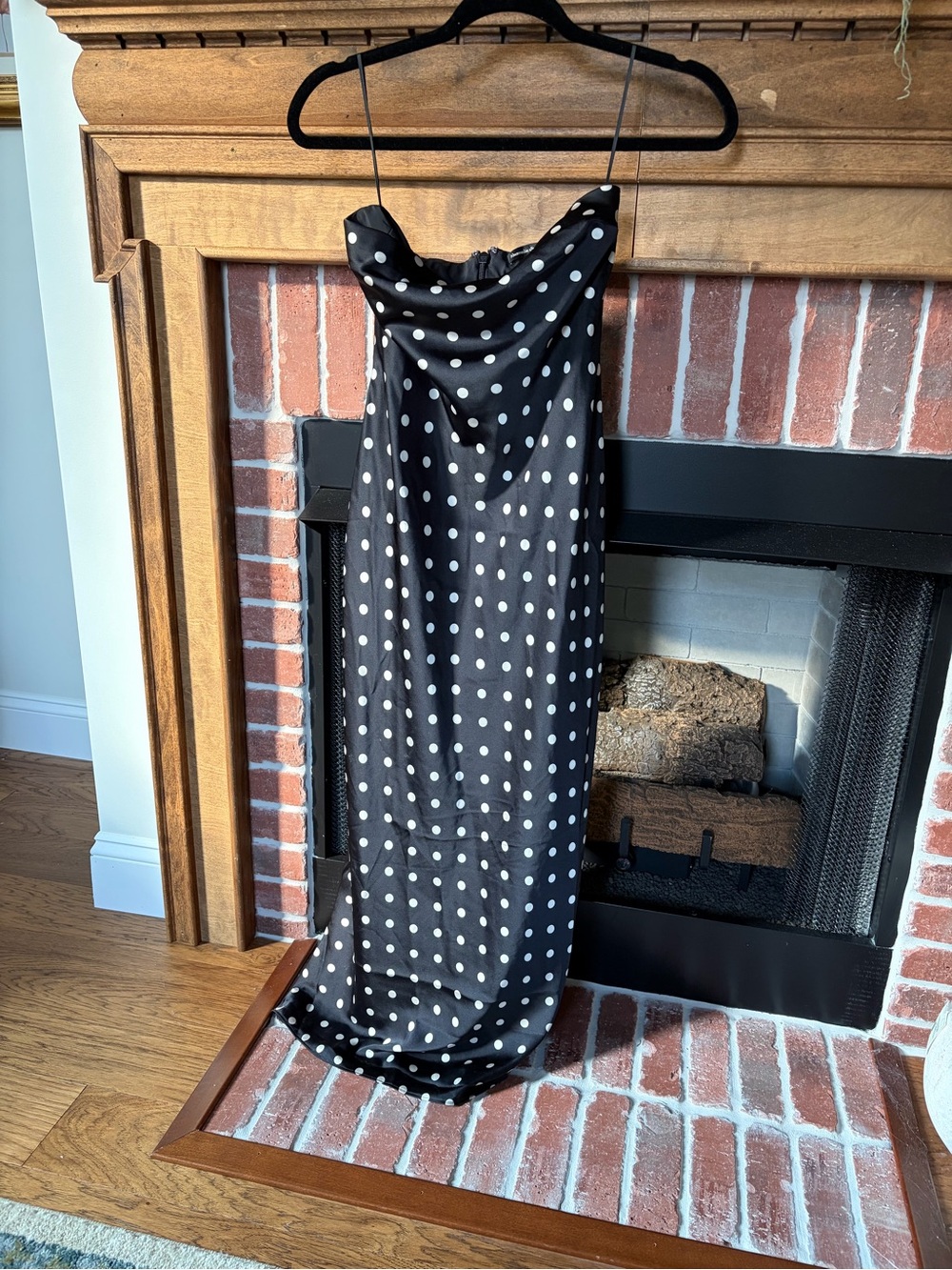 Abercrombie & Fitch Black Polka Dot Maxi Slip Dress